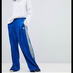NWT ADIDAS ROYAL BLUE THREE STRIPE WIDE LEG PANT